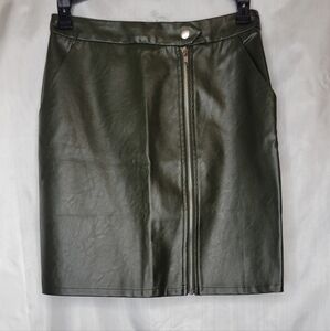 Seek vegan leather, off center zipper skirt